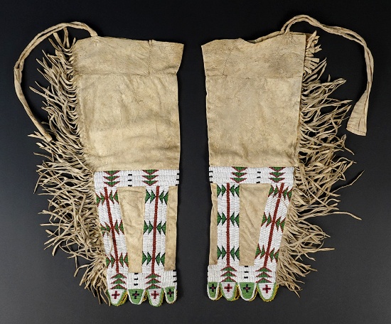 19 1/2" long by 8" wide pair of Beaded Leggings. Late 1800's - early 1900's.