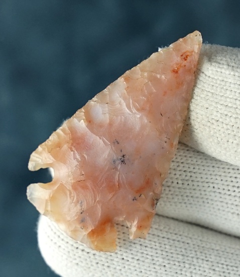 Fine 1 3/4" Cornernotch found in Arizona. Made from beautiful pink-colored Agate.
