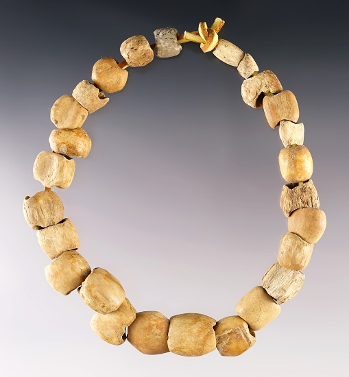 Set of 26 Bone Beads found on the Shaddle Farm in Mason Co., West Virginia. The largest is 7/8".