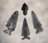 Set of 4 Points including 3 made from Basalt. Found in Oregon and New Mexico. Ex. R. Michel.