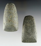 Pair of well made Hardstone Celts found in Franklin Co., Ohio. The larger is 3 1/2