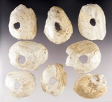Set of 8 Shell Hoes found in Mason Co., West Virginia. The largest is 3 7/16