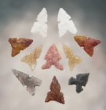 Set of 10 Side Notch Arrow Points found in New Mexico. The largest is 13/16