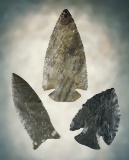 Set of three heavily restored points. Includes an Ohio Lost Lake, Beaver Lake and a Dovetail.