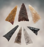 Set of 7 assorted New Mexico Triangle Points. The largest is 15/16