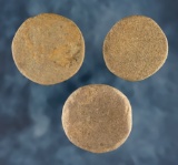 Set of three nice Ft. Ancient Sandstone Discs found in Gallia Co., Ohio. The largest is 1 13/16