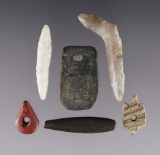 Set of 6 Hohokam artifacts including a 1 3/16