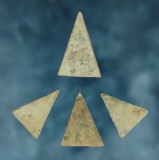 Set of 4 Kettle Points found at the Burrell Creek Site in Livingston Co., New York.