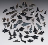 Set of 50 assorted Obsidian Points found in New Mexico. The largest is 1 7/16