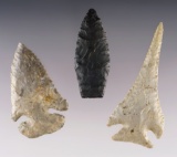 Set of three heavily restored Midwestern U.S. Points that display well.