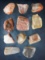 Set of 11 Hopewell Cores made from colorful Flint Ridge Flint. Found in Licking Co., Ohio.