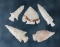 Group of 5 assorted points found by George and Beth Miller, California. Largest is 1 3/16
