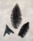 Set of three Obsidian Points found between 1926 - 1986 by George and Beth Miller of California.