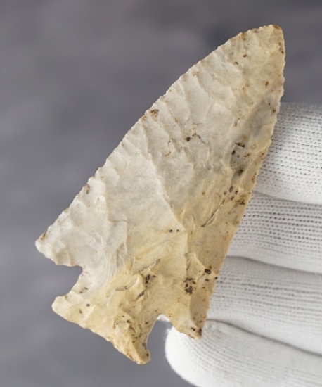 2 7/8" Hardin Knobbed made from Bayport Chert. Found in Gibson Co., Indiana. COA's.