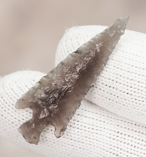 Nicely styled 1 9/16" Rose Springs made from translucent Obsidian. Found in Lake Co., Oregon.