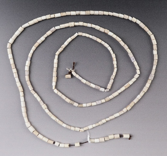 Nice 42" strand of Wampum Shell Beads including some purples. Ex. Dorothy Middelton.