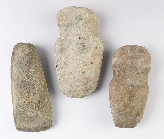 Set of three Ohio area Hardstone Artifacts including a 5 5/8" Celt and two Grooved Axes.