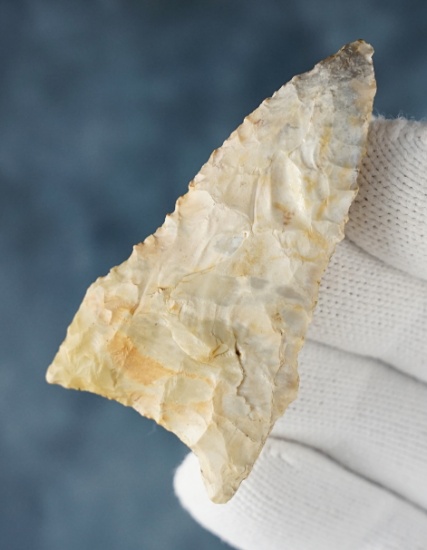 2 3/8" Dalton made from Jefferson City Chert. Found in Adair Co., Missouri. Perino COA.