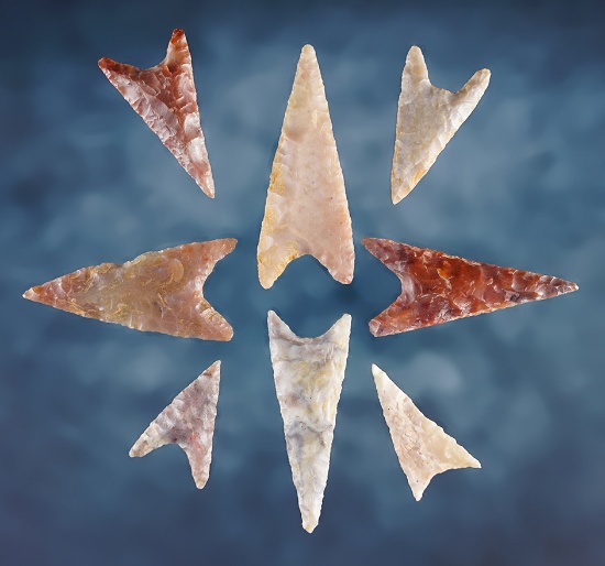 Set of 8 well made Triangle Points in excellent condition. Found in the N. Sahara Desert, Africa.