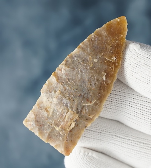 2 3/8" Scottsbluff made from semi-translucent Fossiliferous Flint. Found in Texas. COA's.