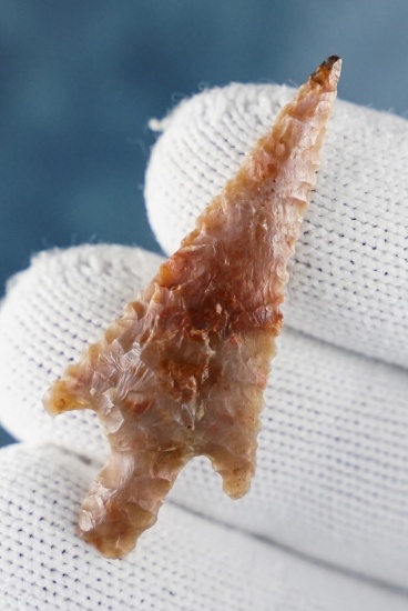 Exceptional! 1 7/8" Stemmed Point made from colorful Flint. Northern Sahara Desert, Africa.