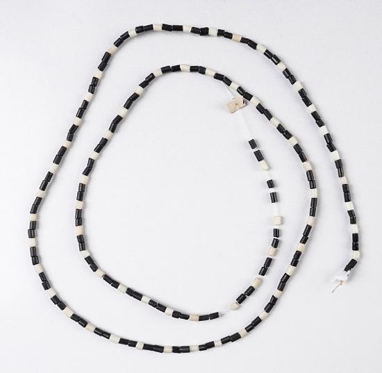 28" long strand of blue & white Tube Beads, New York. Ex. Micky Taylor "Iron Horse" collection.