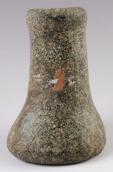4 7/8" Pestle made from speckled Granite with a nutting divot on the base. Midwestern U.S.