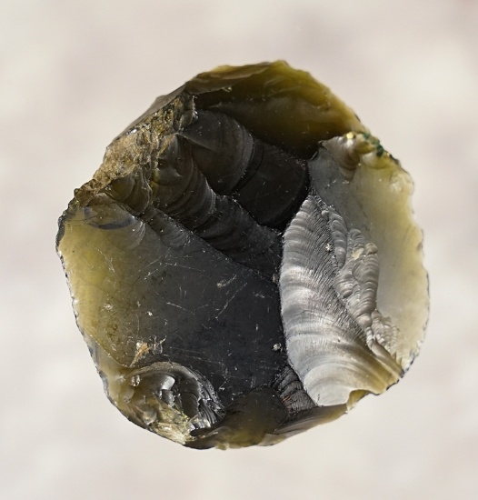 Unique! 1 15/16" Historic Period Glass Scraper made from bottle glass. Found in Ohio. COA.