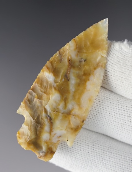 2 1/4" Stemmed Dart Point made from Chalcedony. Found in the Colorado/Wyoming area.