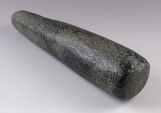 Large 11 1/2" Hardstone Pestle with nice polish. Found near Klamath, Del Norte Co., California.