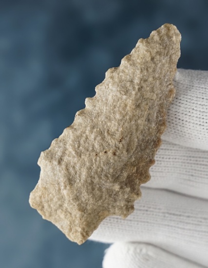 2 3/8" Serrated Stemmed Knife made from Quartz. Found in Washington D.C. by Malcom Earls.