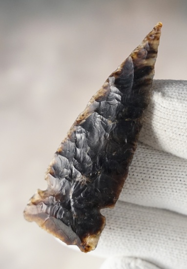 2 3/8" Sudden Side-Notched found in Mesa Co., Colorado. Made from Agate. Stermer COA.