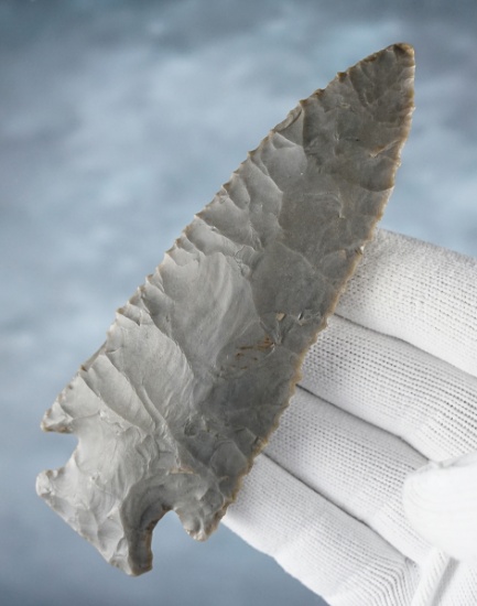 4 15/16" Kentucky Knobbed Hardin made from Hornstone with modern retouch. Rogers COA.