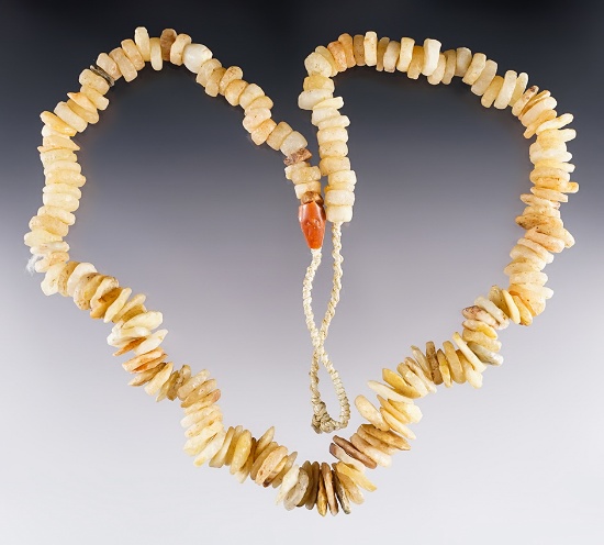 25" Strand of patinated Beads. Found in the northern Sahara Desert region of Africa.