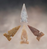 Set of 4 Sidenotched Arrow Points in excellent condition. Found in the Colorado/Wyoming area.