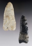Pair of early Knives made from Coshocton and Flint Ridge Flint. Found in Ohio. Ex. Hill, Dilley.