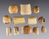 Set of 12 Bone Beads. All were found on the Shaddle Farm, Mason Co., West Viginia.