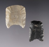 RARE! Pair of Paleo Fluted Clovis Hafted Scrapers found in Ohio. The larger is 1 5/16