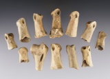 Set of 12 Awl Handles and worked Bone Joints - Shaddle Farm in Mason Co., West Viginia.