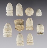 Group of 10 assorted bullets recovered from the Chickamauga Battlefield in Georgia.