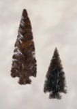 Nice pair of Rose Springs Points, one is made from Mahogany Obsidian. Larger is 2