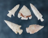 Group of 5 assorted points found by George and Beth Miller, California. Largest is 1 3/16