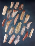 Set of 20 Bladelets made from colorful Flint Ridge Flint. Found in Licking Co., Ohio.