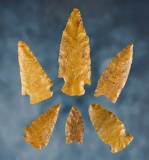 Set of 6 nice points made from Petrified Wood. Found in Colorado. The largest is 2 1/4