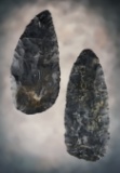 Pair of Coshocton Flint Blades found in Ohio. Ex. Hill, Dilley. The larger is 4 1 1/16