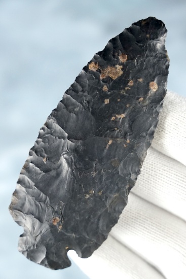 3 1/2" Archaic Dovetail made from black Coshocton Flint. Found in Ohio.