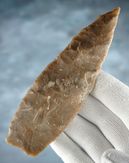 Thin and nicely made 5 1/8" San Gabriel Biface found in Uvalde Co., Texas. Semi-translucent.