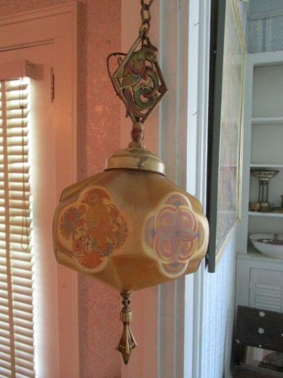 Antique After Sunset Lightolier Art Deco Parrot Chandelier Light Fixture