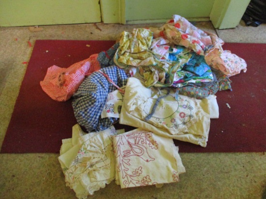 Box of Aprons, Kitchen Towels and Dollies