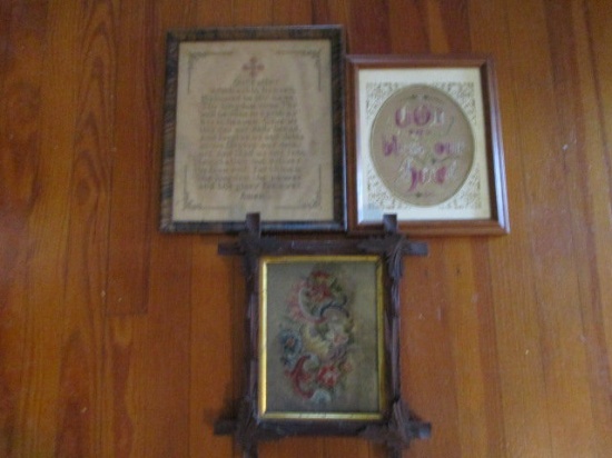 Three Framed Needle Point on Paper
